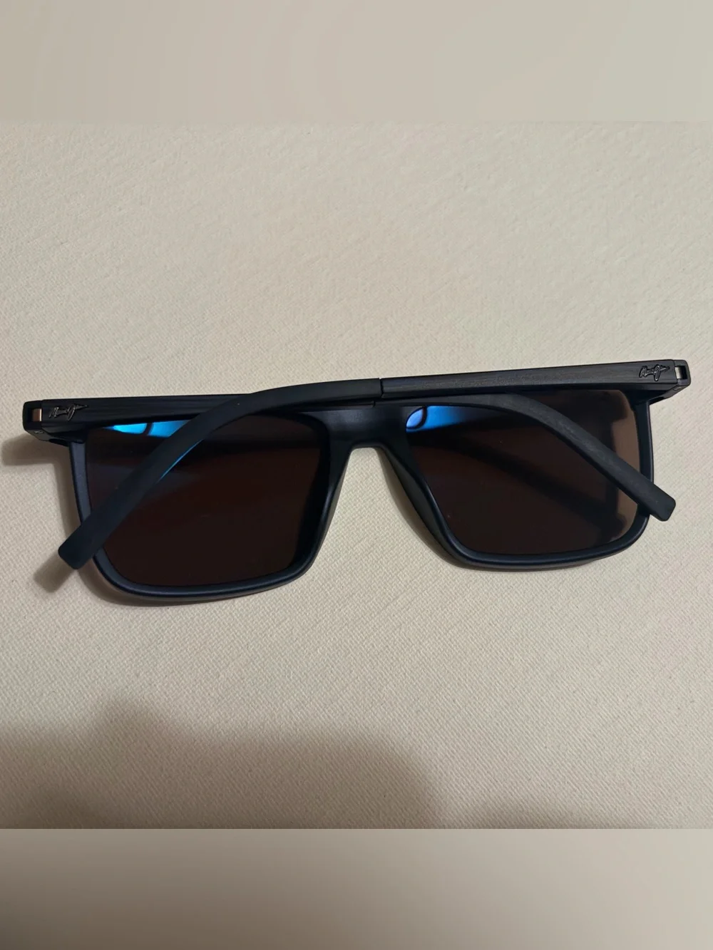 Maui Jim Men's Matte Black Frame Sunglasses with Blue Mirror Lenses